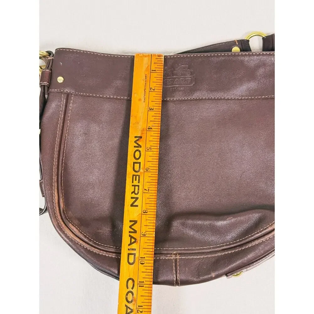 Vintage Y2K Coach Leather Hobo Bag Brown Gold Hardware Shoulder Purse Zip 2000s